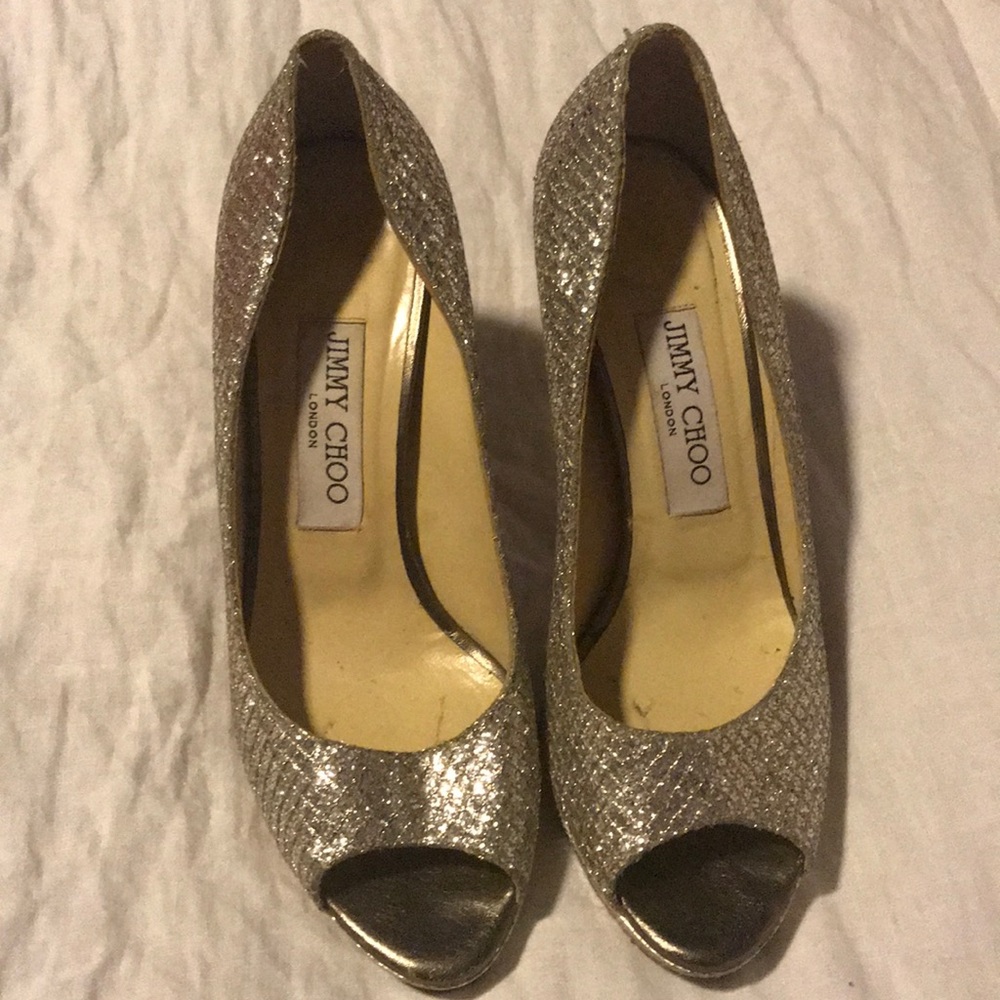 Jimmy Choo glitter platform pumps